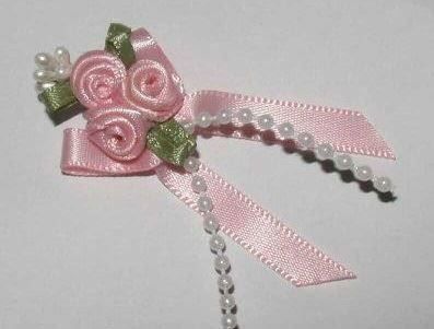 noeud triple roses + perles ROSE