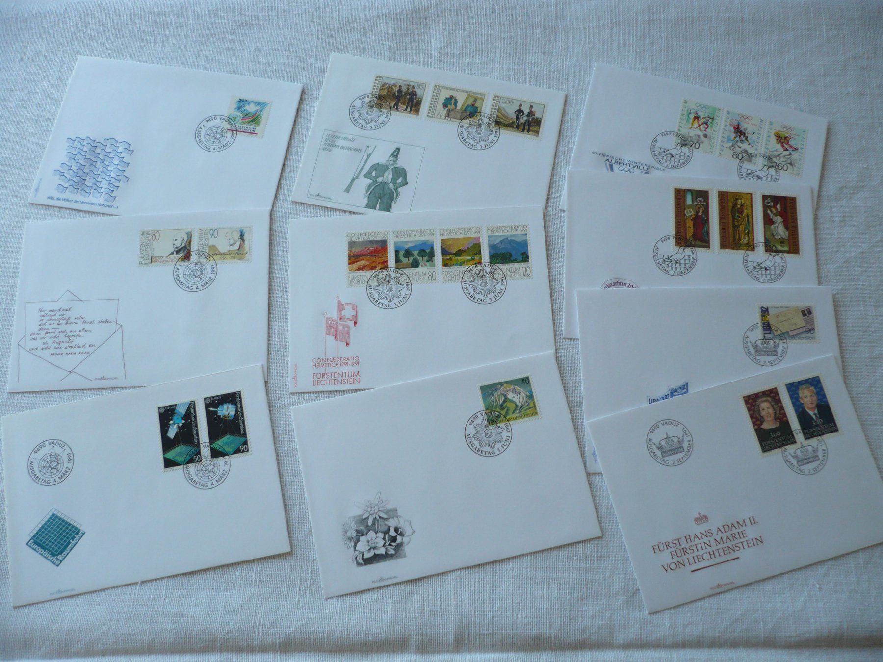 Tutti i francobolli: FL 1991 Neuausgaben 10 FDC – Usato da Zürich venduto da saltandpepper008