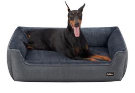 XXL Hundebett in Leinenoptik 120 x 90 x 30 cm, dunkelgrau 