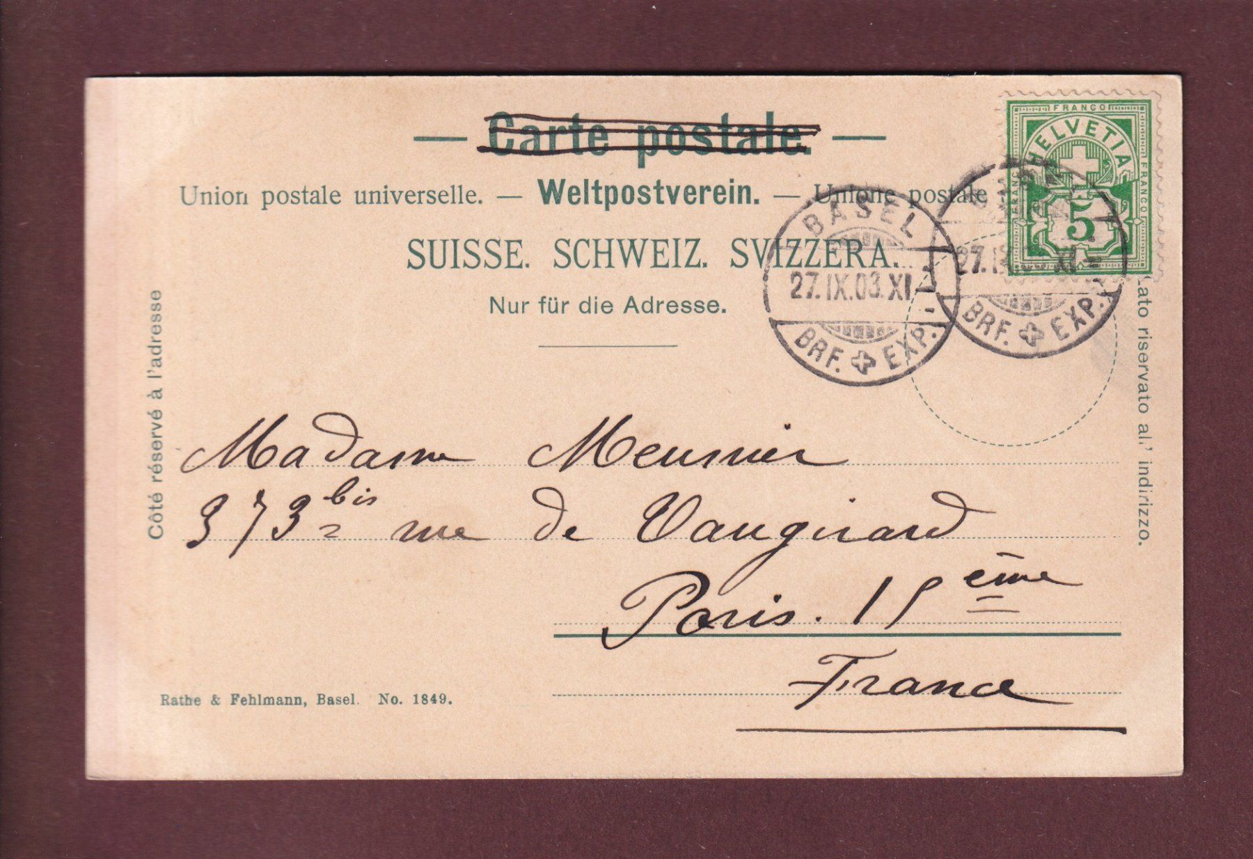 Cartes postales: BASEL - Münster - Vorderseite - 1903 – D'occasion à Pully par nicecards 1
