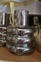 4x Silber Vase Deko, modern Design für Wohnzimmer Deko.