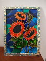 Tableau tournesols style vitrail, fait main