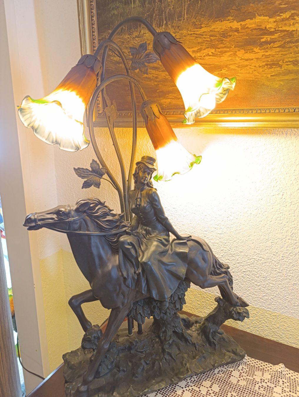 Lampade: Jugendstil Tischlampe mit Pferde – Usato da Rüthi (Rheintal) venduto da marycsipet 3