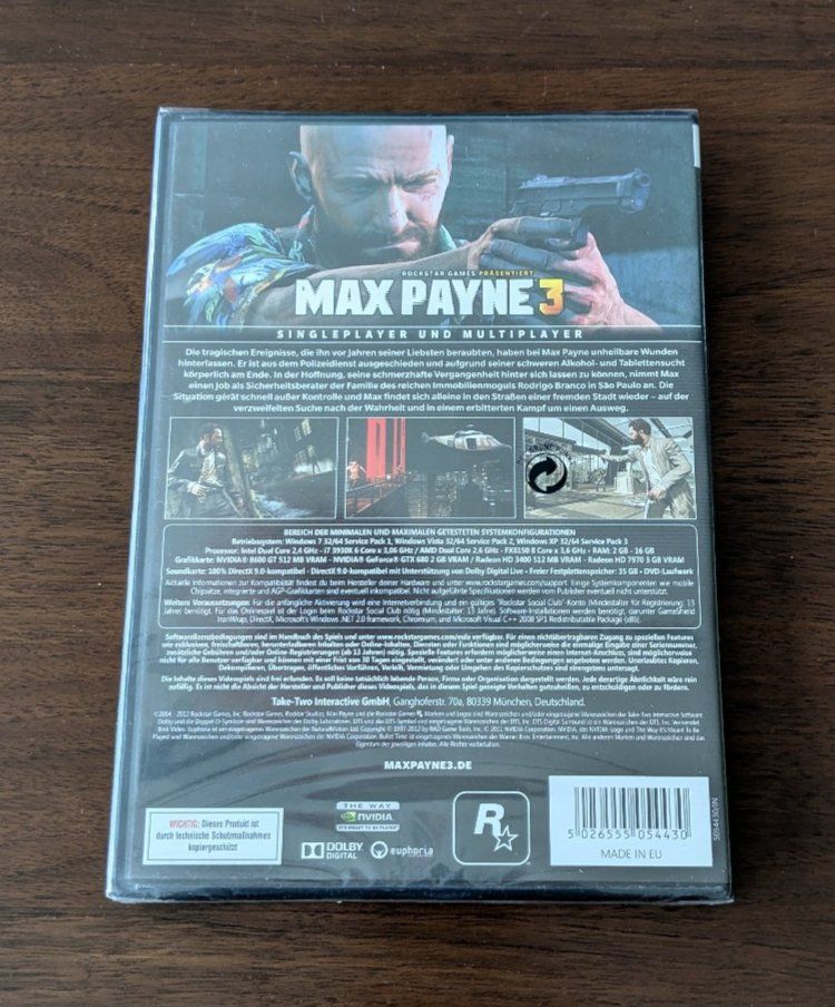 Giochi: Max Payne 3, PC 2012, deutsche Erstauflage, NEU SEALED – Nuovo e nell'imballaggio originale da Basel venduto da Rromanv 1