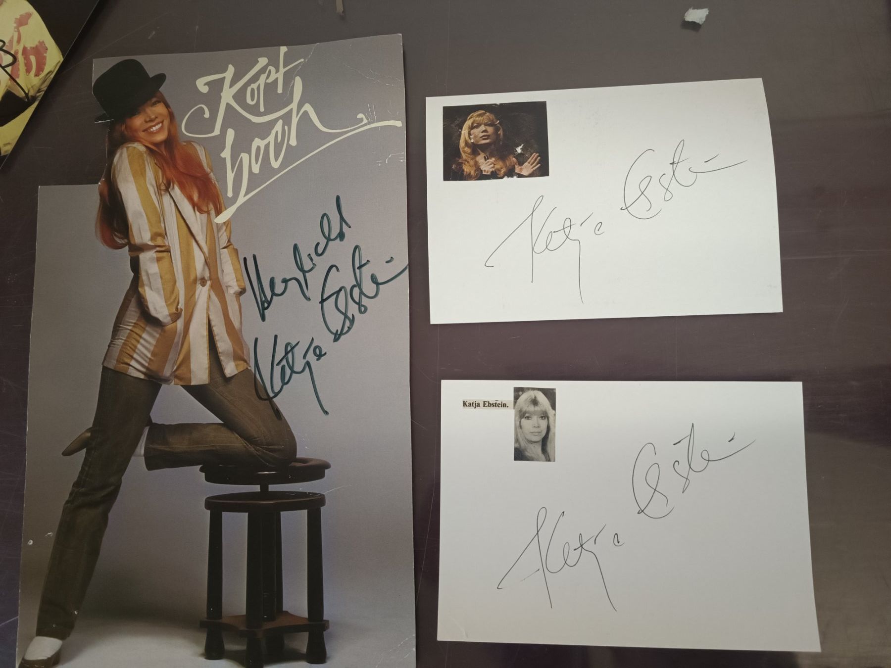 Autografi: Katja Ebstein - 3x handsigniert - 80er Jahre – Usato da Menziken venduto da Artographs