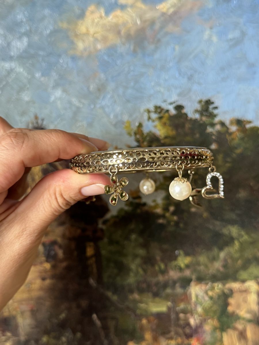 Bracciali & Braccialetti: Antique Charm Bracelet, Pearl & Heart Dangles, Spring Style – Usato da Zürich venduto da olalinda 4