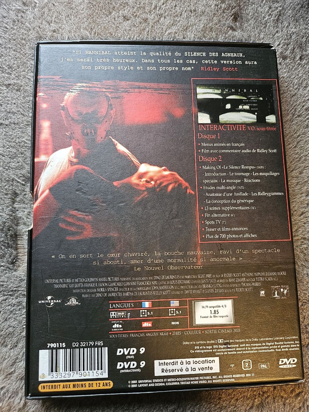 Tutti i DVDs: DVD Hannibal Edition Collector 2 Disques – Usato da La Joux FR venduto da car_ck96 1
