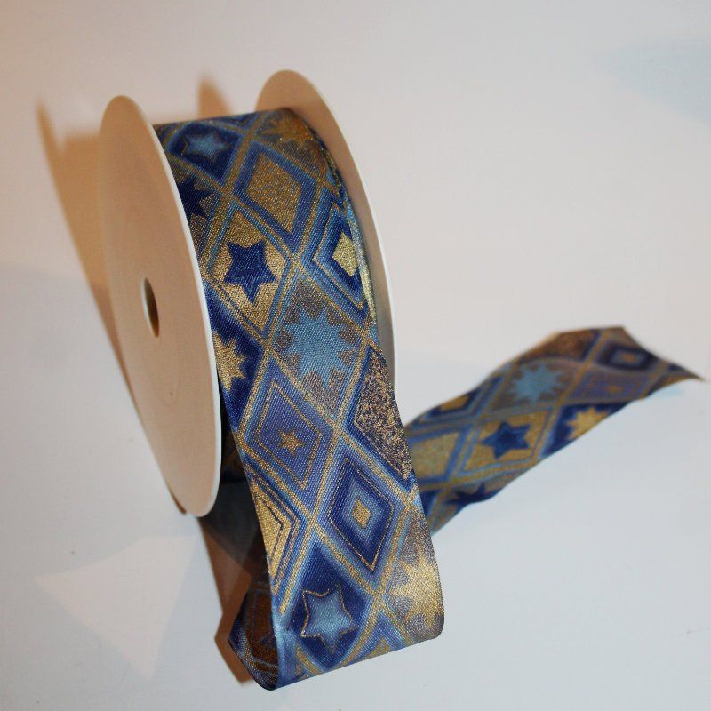 Nastri decorativi: Geschenk -  oder Dekoband im Blau-/gold-Ton, 17.5 m – Usato da Weggis venduto da Mylemontree