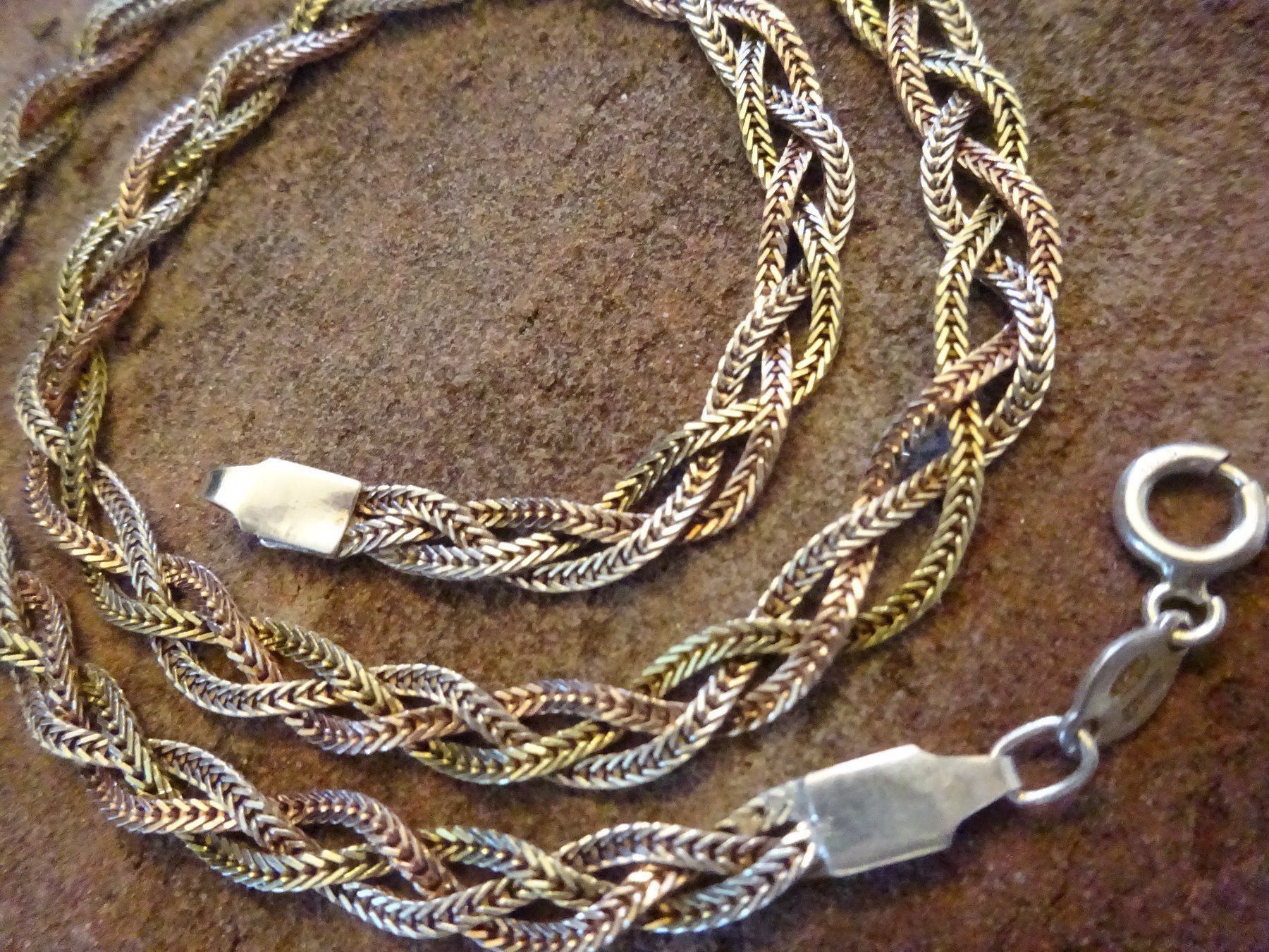 Catenine: Kette Flachpanzer Tricolor / 925 Silber – Usato da Esslingen venduto da FetteSchnecke 1