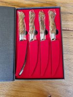 Amethyst Messer-Set, 4-teilig. Damaststahl, mit Holzgriff