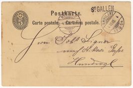 ST. GALLEN - Balkenstempel auf Postkarte nach HUNDWYL