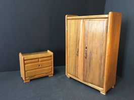 Vintage Puppenmöbel 32.5 und 13.5 cm