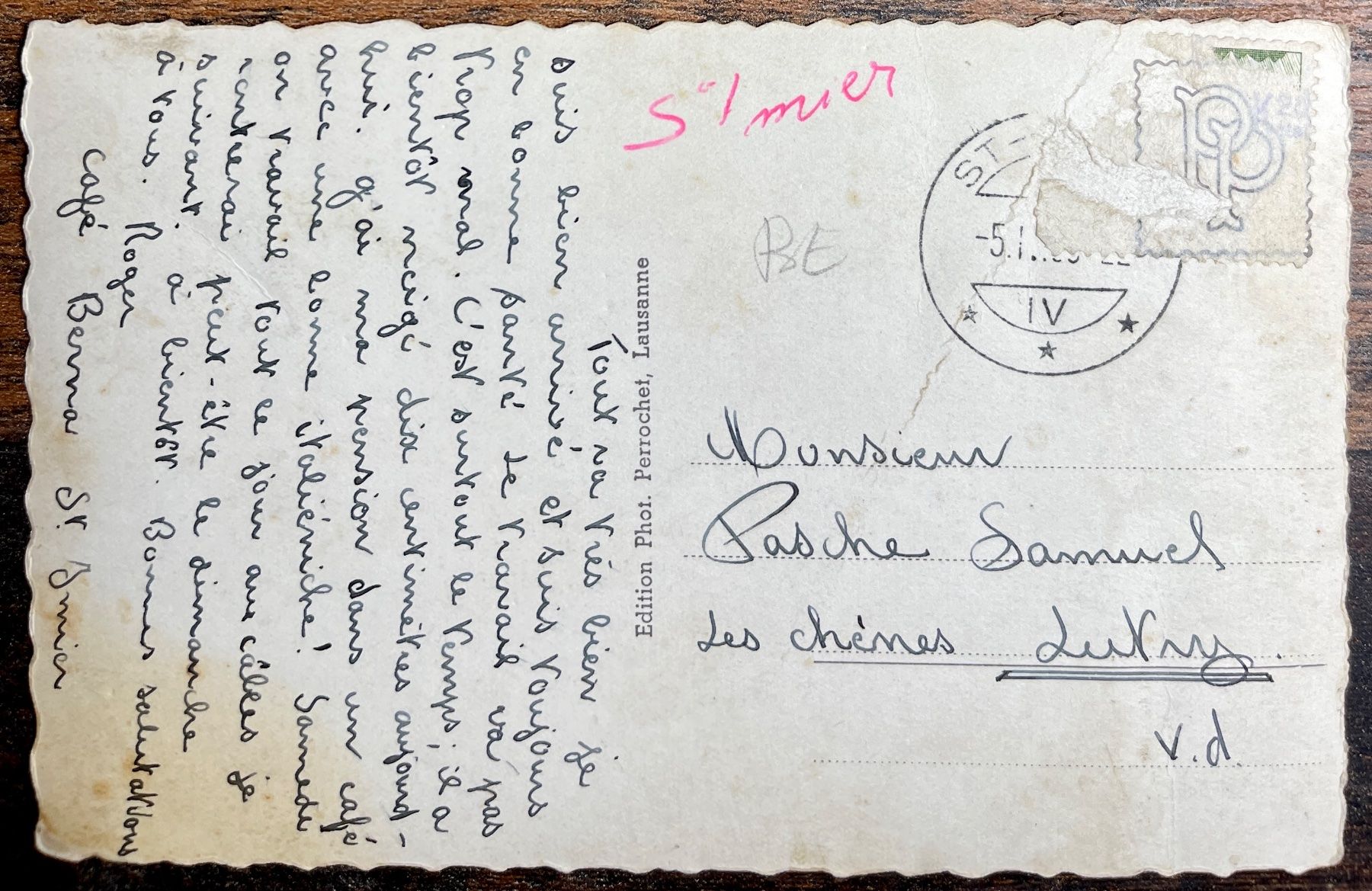 Ansichtskarten: ST IMIER - 1950 – Gebraucht aus Lutry von Ediego 1