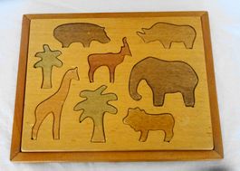 Holzpuzzle Tiere / Dschungel, Vintage, A. Vitali Stil