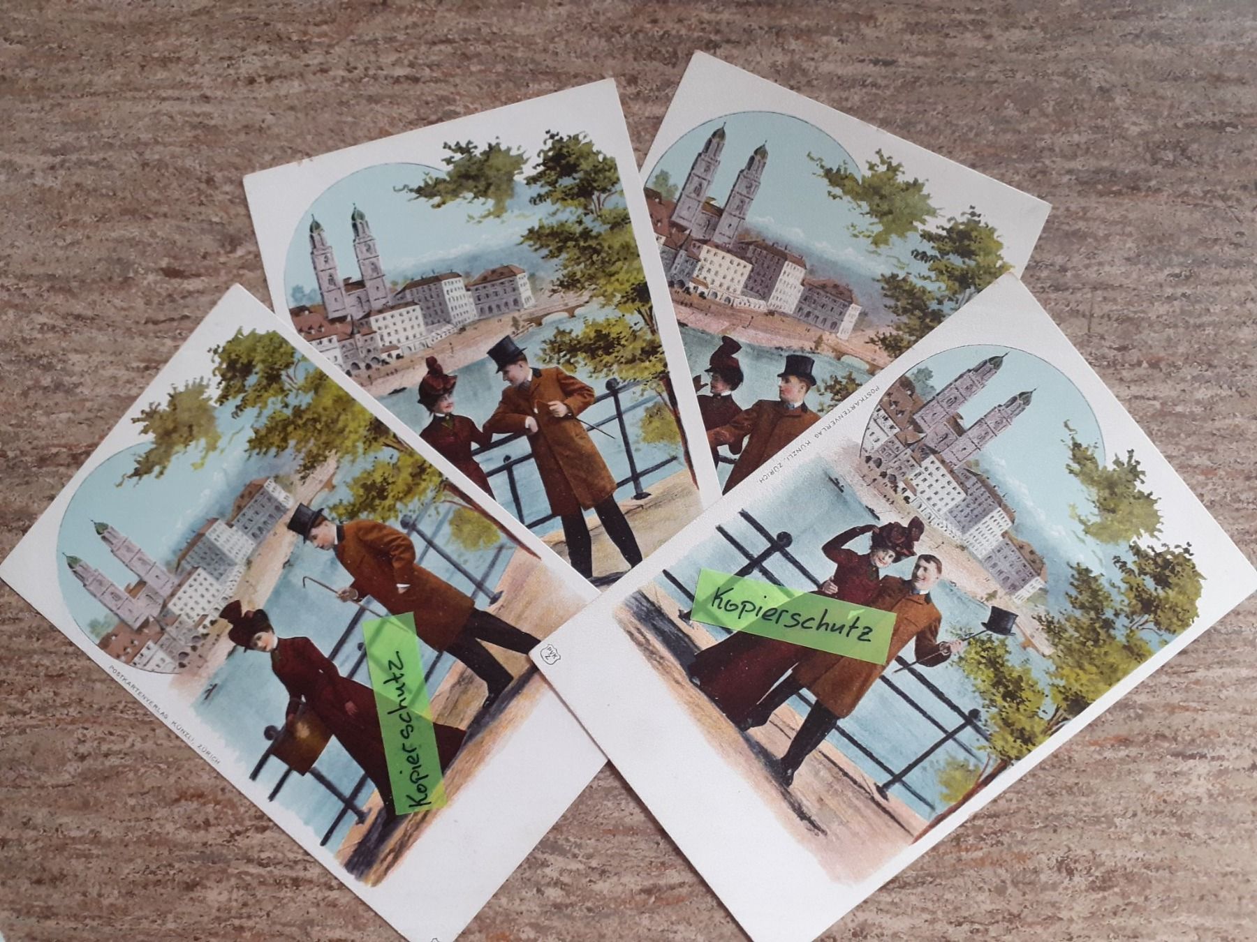 Cartoline postali: 4 Kunstkarten Zürich AK Postkarten – Usato da Küssnacht am Rigi venduto da cartolina-1 2