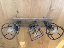 Deckenlampe Lampe Industrie-Design Holz Metall, neuwertig!