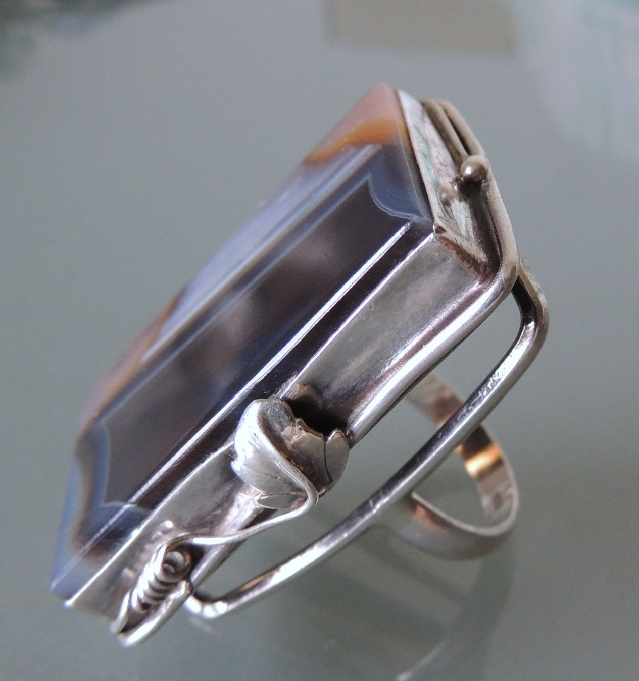 Anelli: Großer Silber 925 Fingerring mit Achat – Usato da Waldenburg venduto da schaller707 3