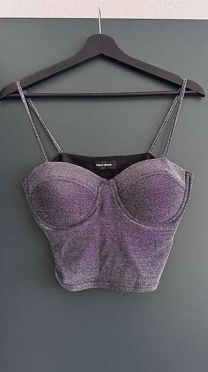 Tops: Graues Glitzer-Bustier  Grösse S – Gebraucht aus Schlieren von _lgv