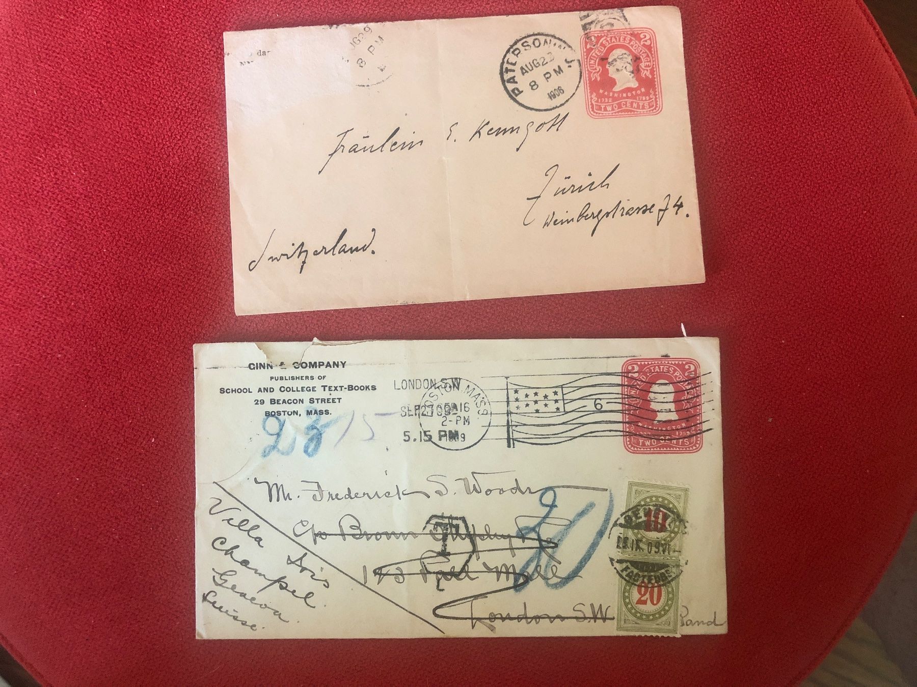Alle Briefmarken: austaxierter IRRLÄUFER 1909 + Ganzsache 1906 – Gebraucht aus Lufingen von Rac0