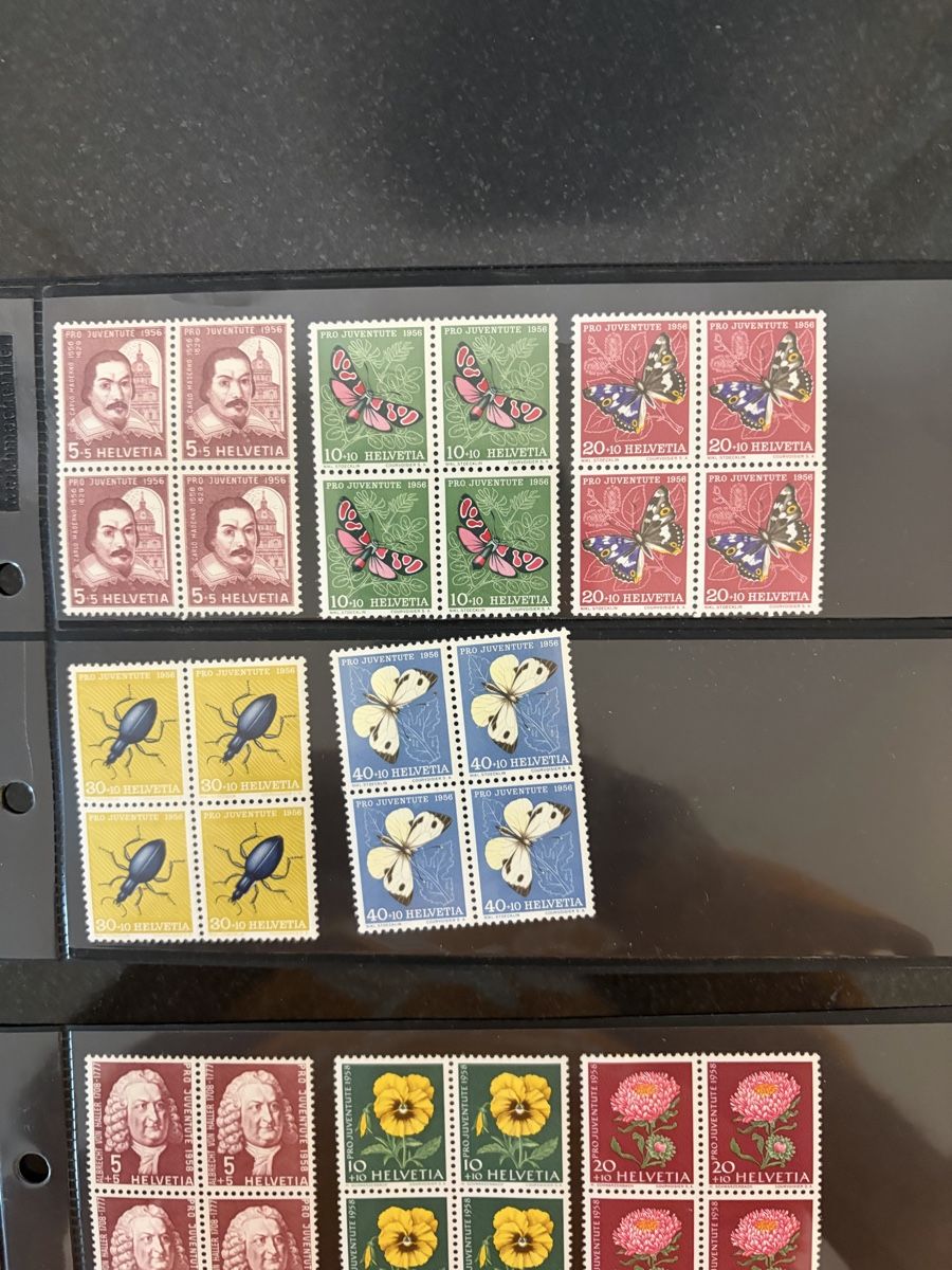Alle Briefmarken: Pro Juventute 4er-Block postfrisch 1956+1958 – Gebraucht aus Meierskappel von Hala03 1