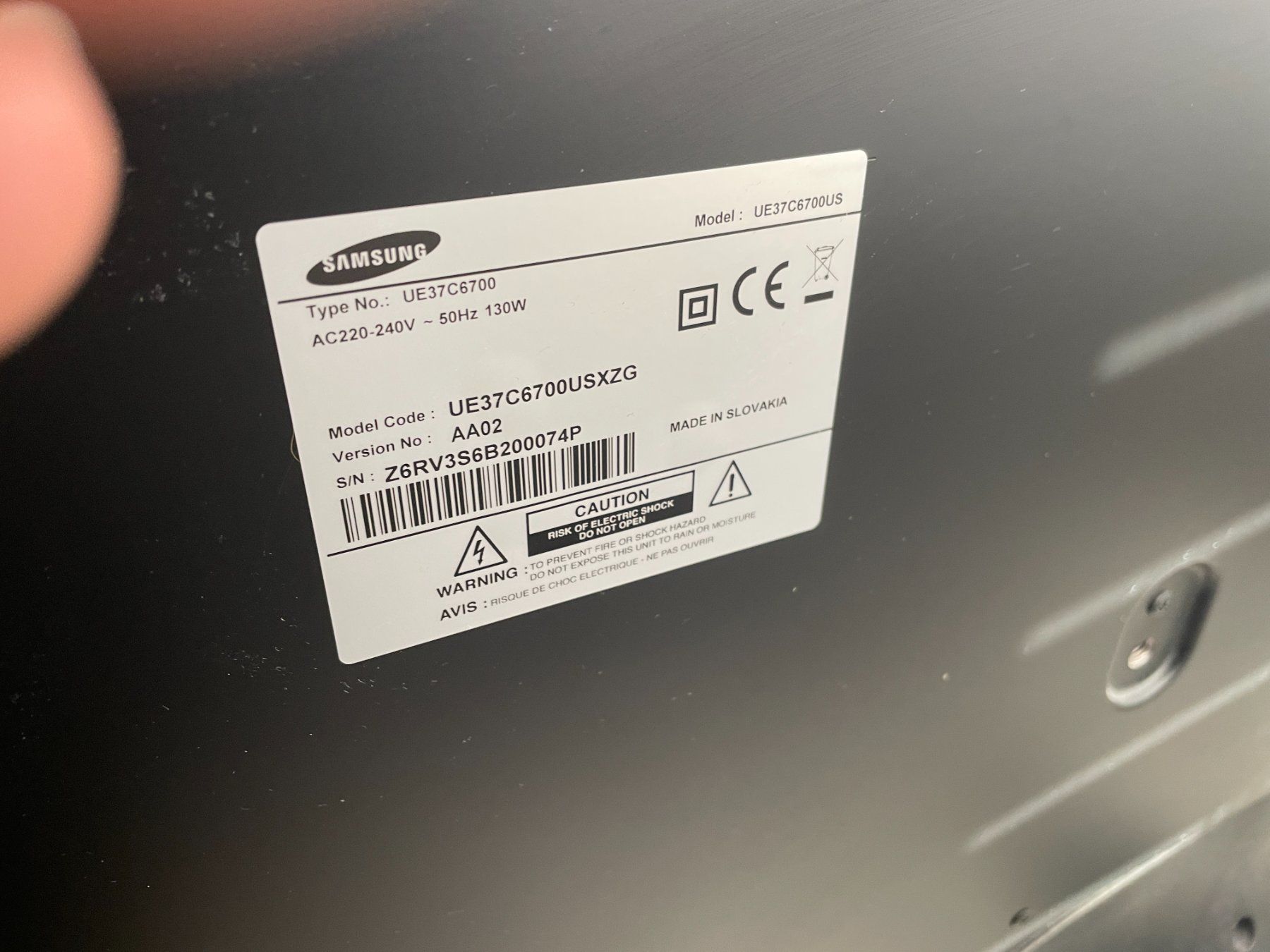 Samsung Televisori: Samsung UE37C6700US – Usato da Pfäffikon venduto da Mailer-Daemon 1