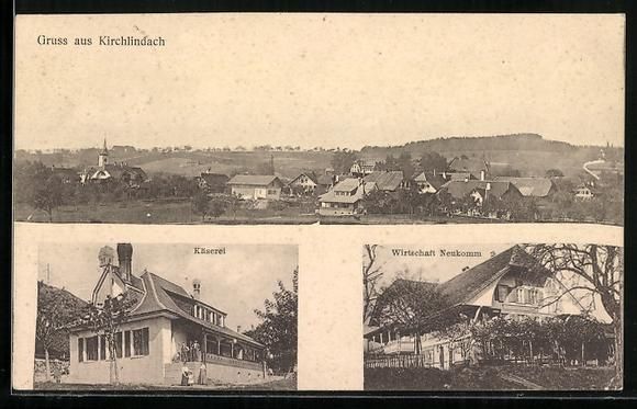 Cartoline postali: Kirchlindach, Wirtschaft Neukomm, Käser – Usato da Berlin venduto da bartko-reher