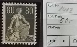 W) 141z, Sitzende Helvetia postfrisch Kt. 50.-