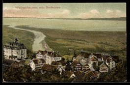 AK Walzenhausen, Ortsansicht mit Bodensee aus der Vogelschau