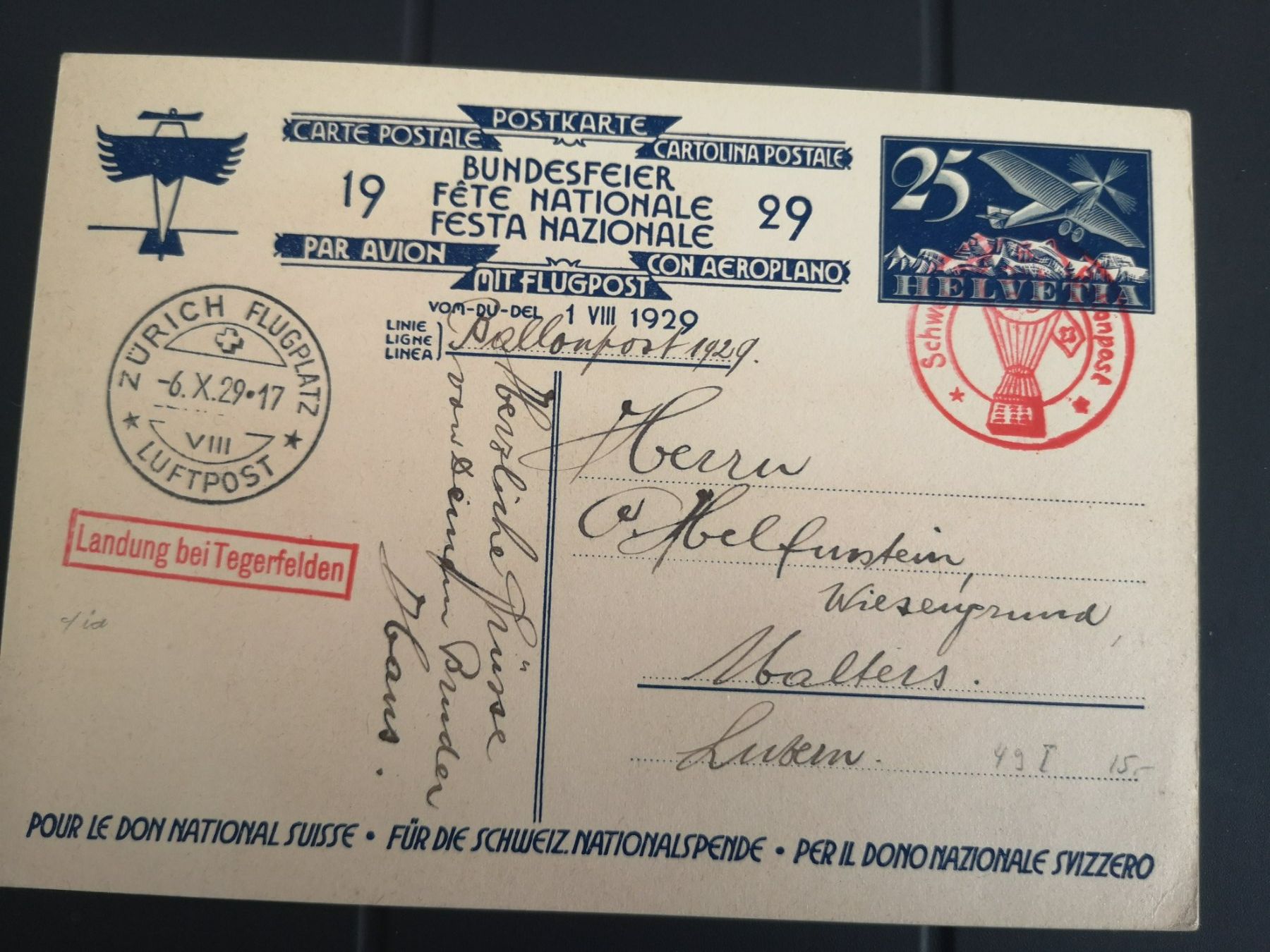 Cartoline postali: Fête nationale 1929 – Usato da Boudry venduto da Philippe5161 1