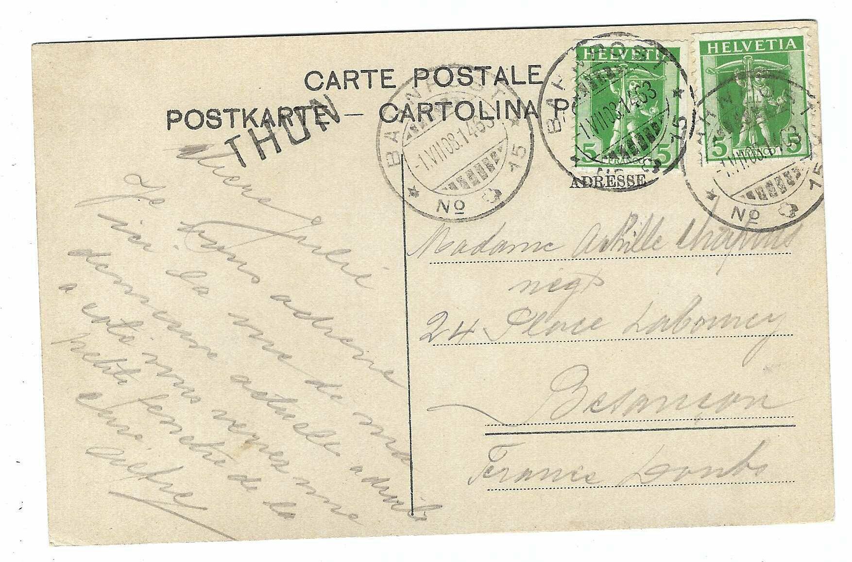 Tutti i francobolli: Stabstempel Thun 1908 h5 – Usato da Aarau venduto da fussball-fussball