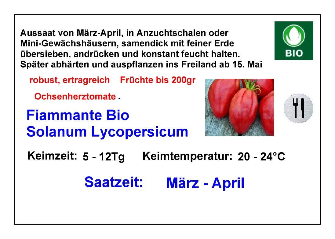 Piante & sementi: Fiammante BIO - Ochsenherztomate - 20 Samen – Nuovo e nell'imballaggio originale da Sumiswald venduto da Cham14559 1