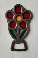 Décapsuleur vintage fleur effet vitrail fonte années 70