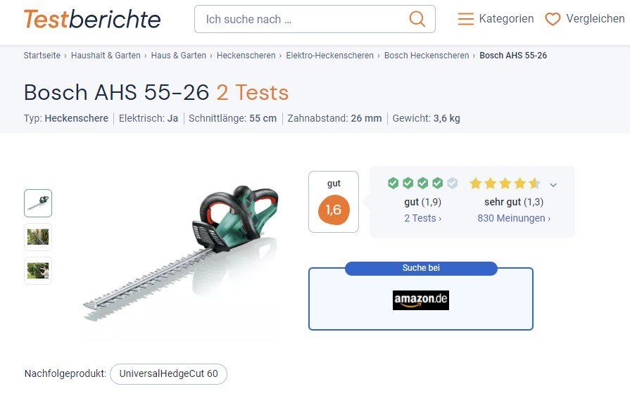 Heckenschere Bosch AHS 5526 Kaufen auf Ricardo