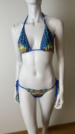 Dolcessa-Bikini |blauer Leo- und Blumenprint | Gr.  M (38)