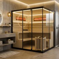 Traditionelle Sauna - Salzsauna PARMA Schwarz -200x160x190cm