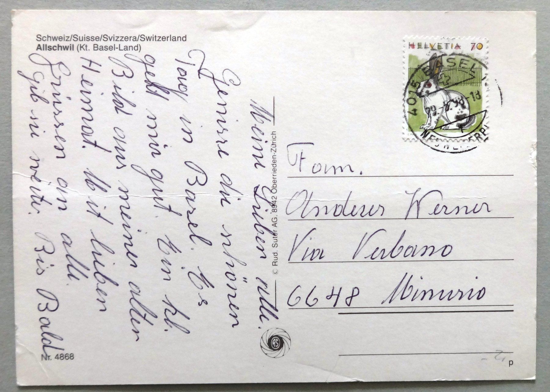 Cartoline postali: Allschwil (Kt. Basel-Land) – Difettoso da Fétigny venduto da Billy2miny 1
