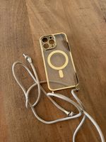 Handyhülle mit Band fuer iPhone 14 Pro Max goldfarben gebr.