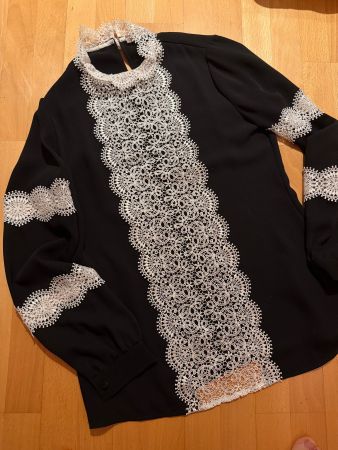Anne Fontaine Top schwarz weiss Spitze Gr. 38 wie neu
