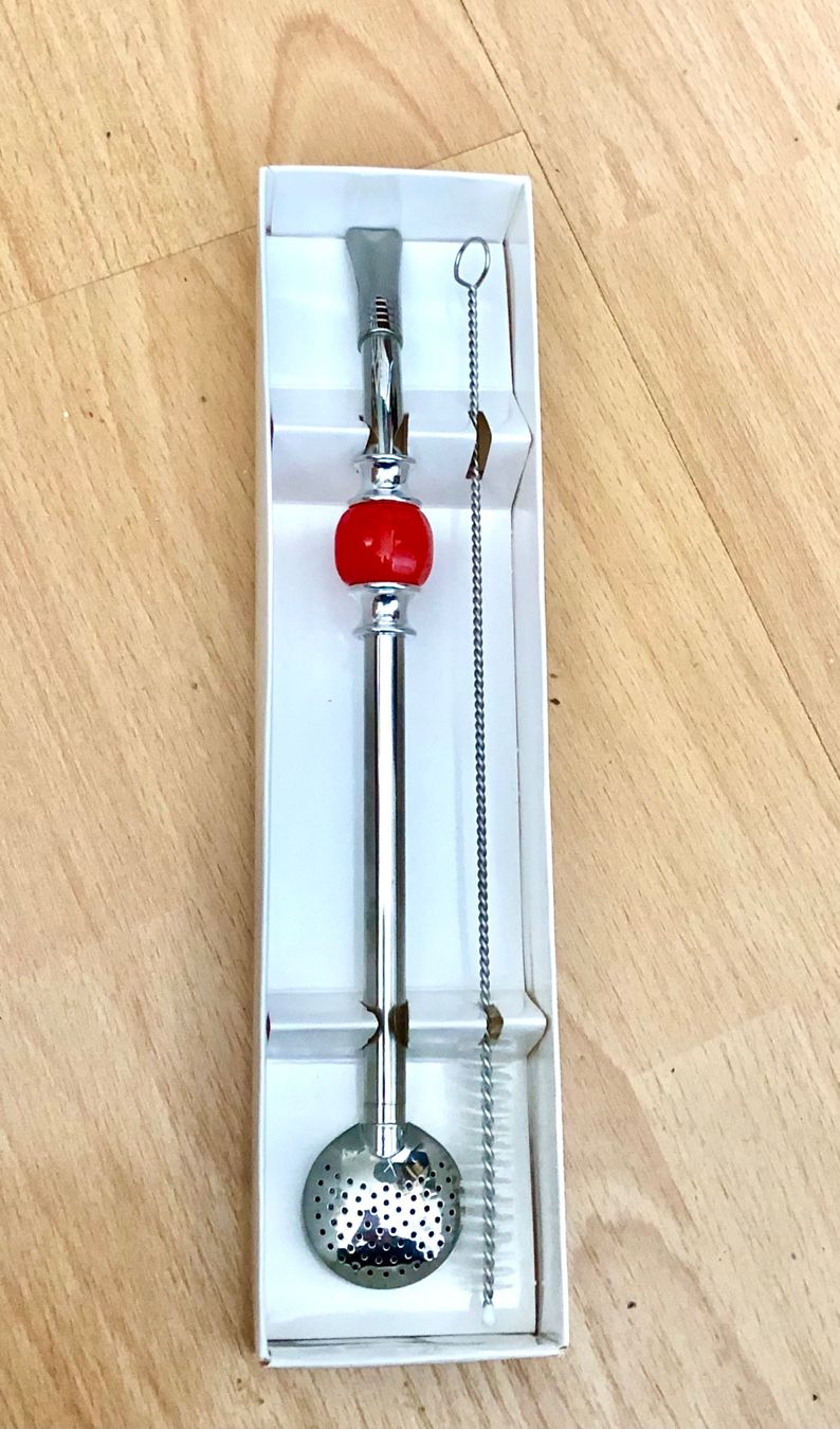Set di posate: Bombilla Edelstahl 21 cm rot – Nuovo e nell'imballaggio originale da Zuchwil venduto da Yerba_Mate_Schweiz 1