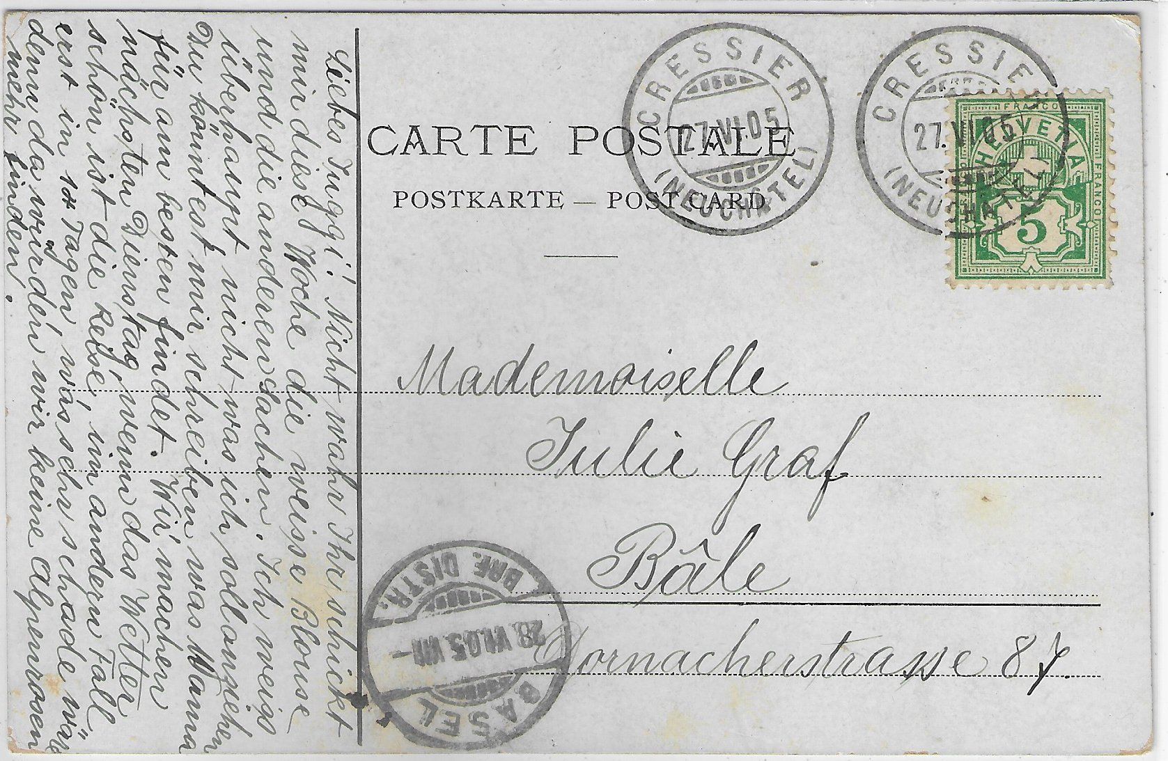 Cartoline postali: Neuchatel - Monument de la Republique - Litho – Usato da Ettingen venduto da Kartenplanet 1