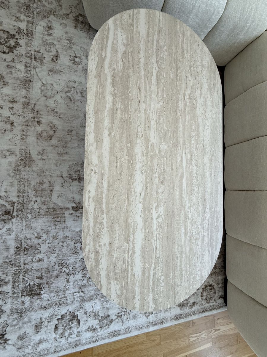 Tables: Travertin Optik Couchtisch Oval aus MDF – D'occasion à Rorschach par aay_w7tp 2