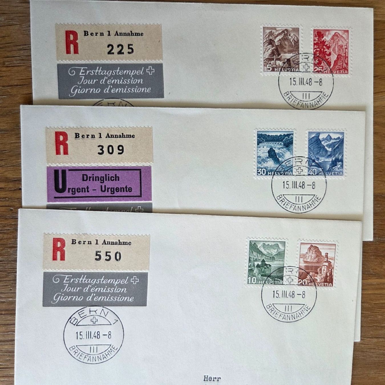 Alle Briefmarken: 3 Briefumschläge  Ersttagsstempel Satz..Top – Gebraucht aus Stans von Ducati16 9