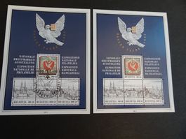 1995, 2 BLOCKS BASLER TAUBE; POSTFRISCH UND AUSGABETAG