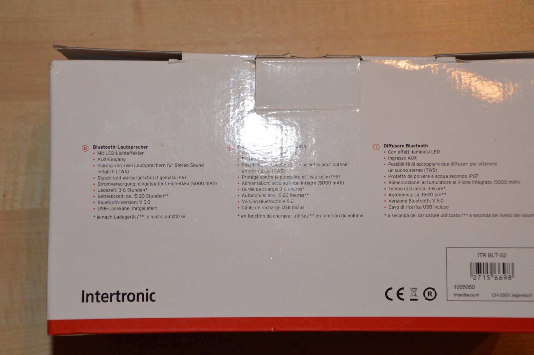 Lautsprecher: Intertronic BLT-52 Bluetooth Lautsprecher neu – Neu und originalverpackt aus Grüningen von Badhosli10 2
