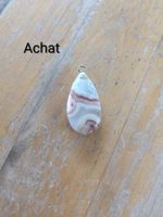 1 Achat Tropfen Anhänger Edelstein mit Metallöse Neu