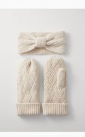 Winter Set: Stirnband und Fäustlinge, beige, neuwertig