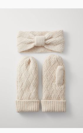 Winter Set: Stirnband und Fäustlinge, beige, neuwertig