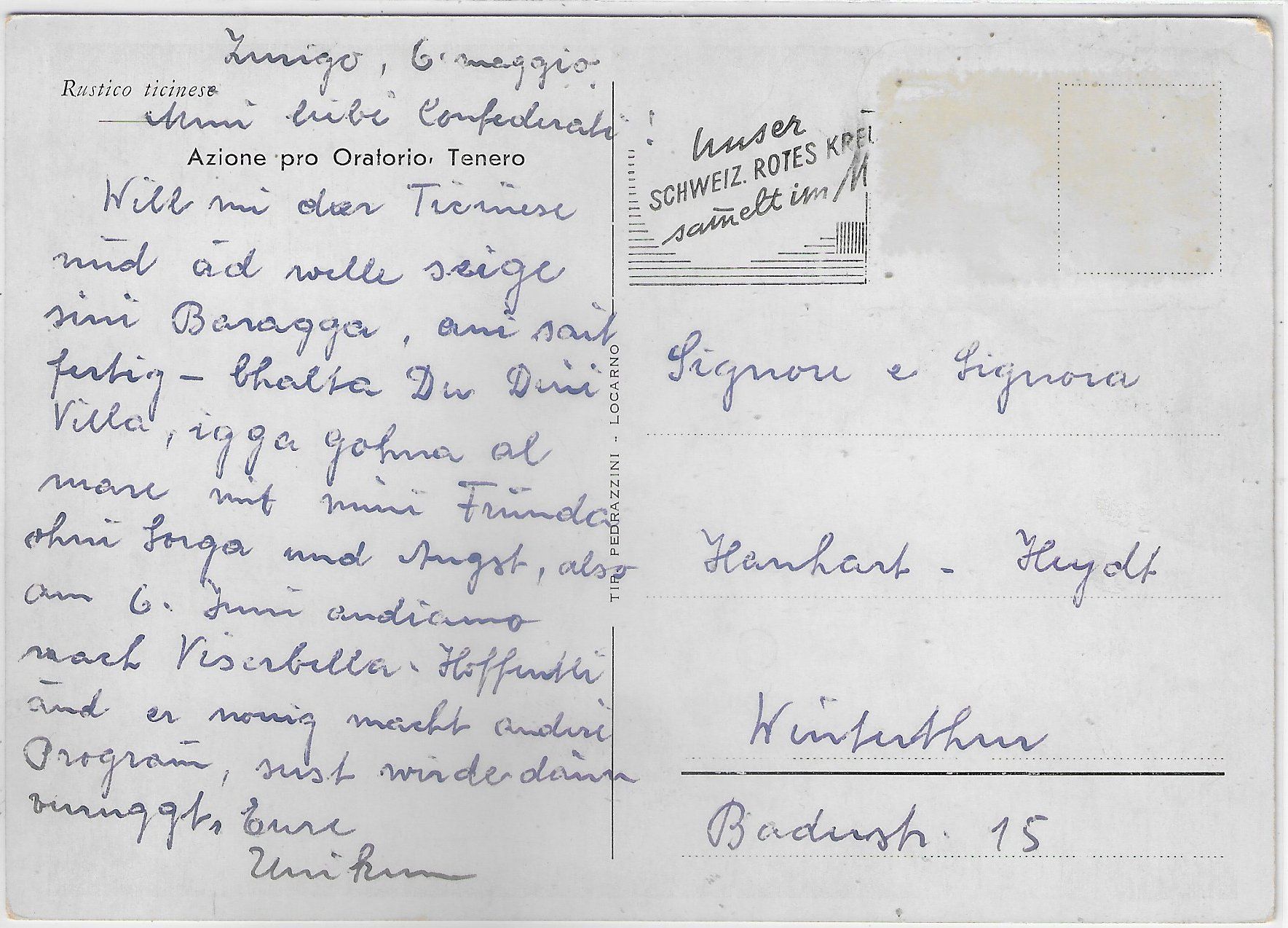 Cartoline postali: Azione pro Oratorio - Tenero – Usato da Ettingen venduto da Kartenplanet 1