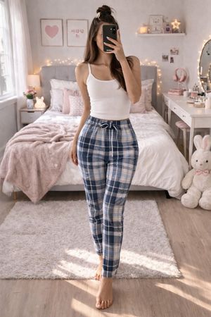 Karierte Homewear-Hose XS Baumwolle