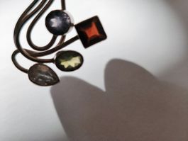 Silberanhänger 925 mit Granat, Quarz, Amethyst